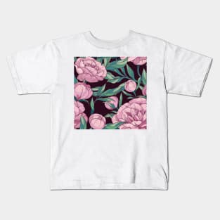 Flowers peonies floral pattern Kids T-Shirt